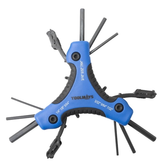 Folding Allen Wrench Set Metric 9-Piece, Portable Hex Key Set 1.5-6mm Chrome Vanadium, Smooth Fold Non-Slip Compact Hex Wrench for Bike Repair, Furniture Assembly, Home DIY