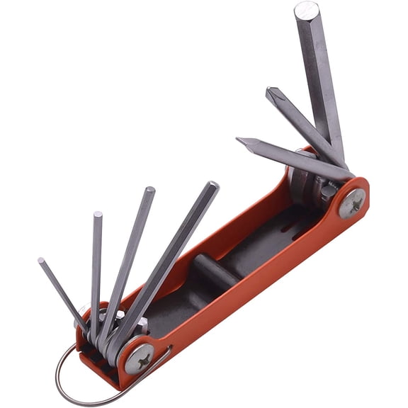 Folding Allen Wrench Set with Phillips and Flathead Screwdriver - Metric Hex Key Wrench Sizes - Heavy Duty Chrome Vanadium Steel - Compact Fold Away Design