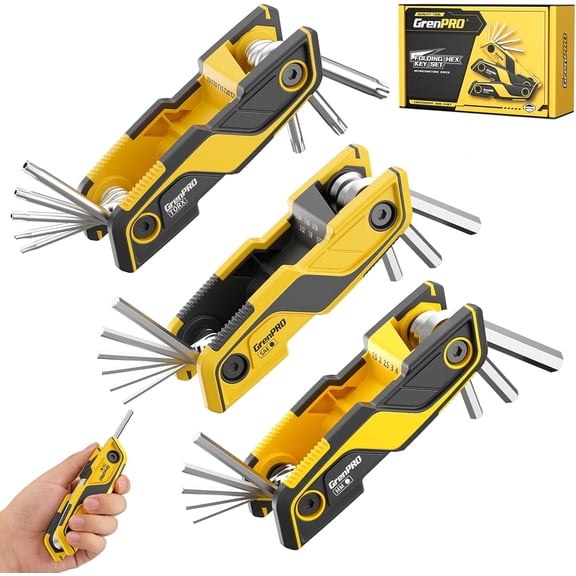 Folding Allen Wrenches Sets, 25PCS Allen Key Set, Hex Key Allen Wrench Set, Bike Tool Kit, Metric & SAE Torx Star Multifunction Tools, 3 Pack Portable Mountain Bicycle Repair Accessories Kits