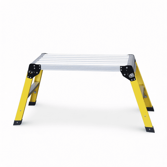 Folding Aluminum Work Platform, 330 lb Capacity Heavy Duty Step Stool with Fiberglass Legs, Non-Slip Surface and Skid-Resistant Feet, Portable Platform Step for Home, Garage, RV and Outdoor Tasks