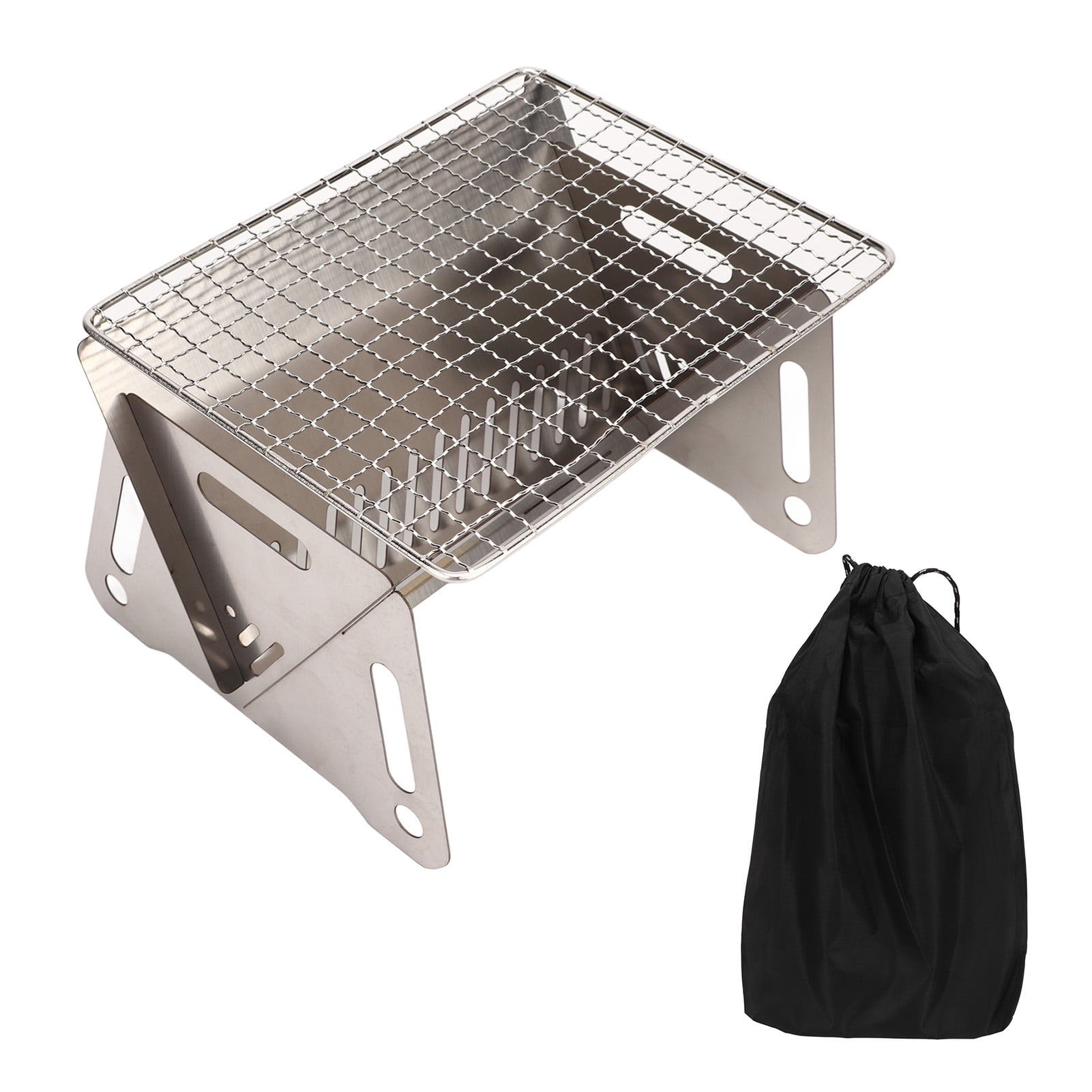 Collapsible Portable Charcoal BBQ Grill - Stainless Steel, Tool-Free Setup For Camping & Tailgating
