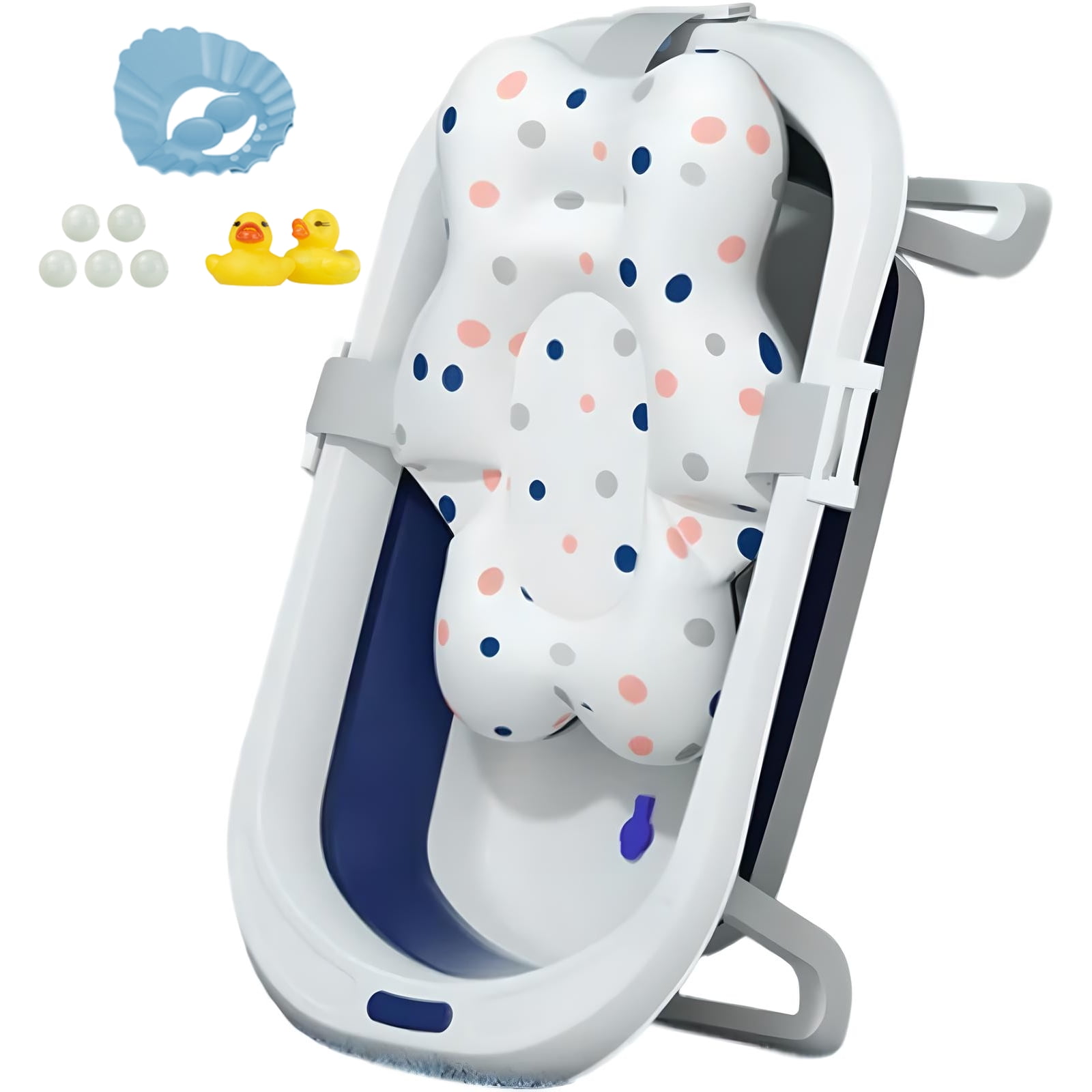 Folding Baby Bathtub, Infant Bath Tub with Anti Slip Pad, Boys, Blue w