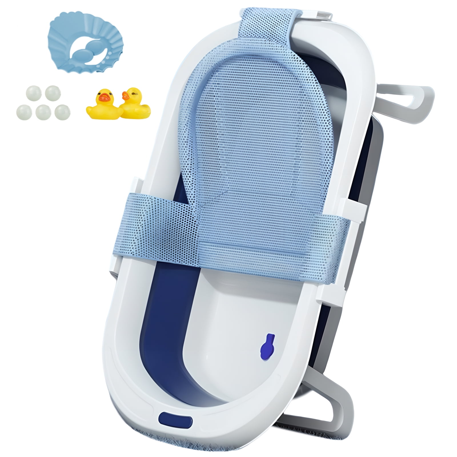 Folding Baby Bathtub, Infant Bath Tub with Anti Slip Pad, Boys, Blue w