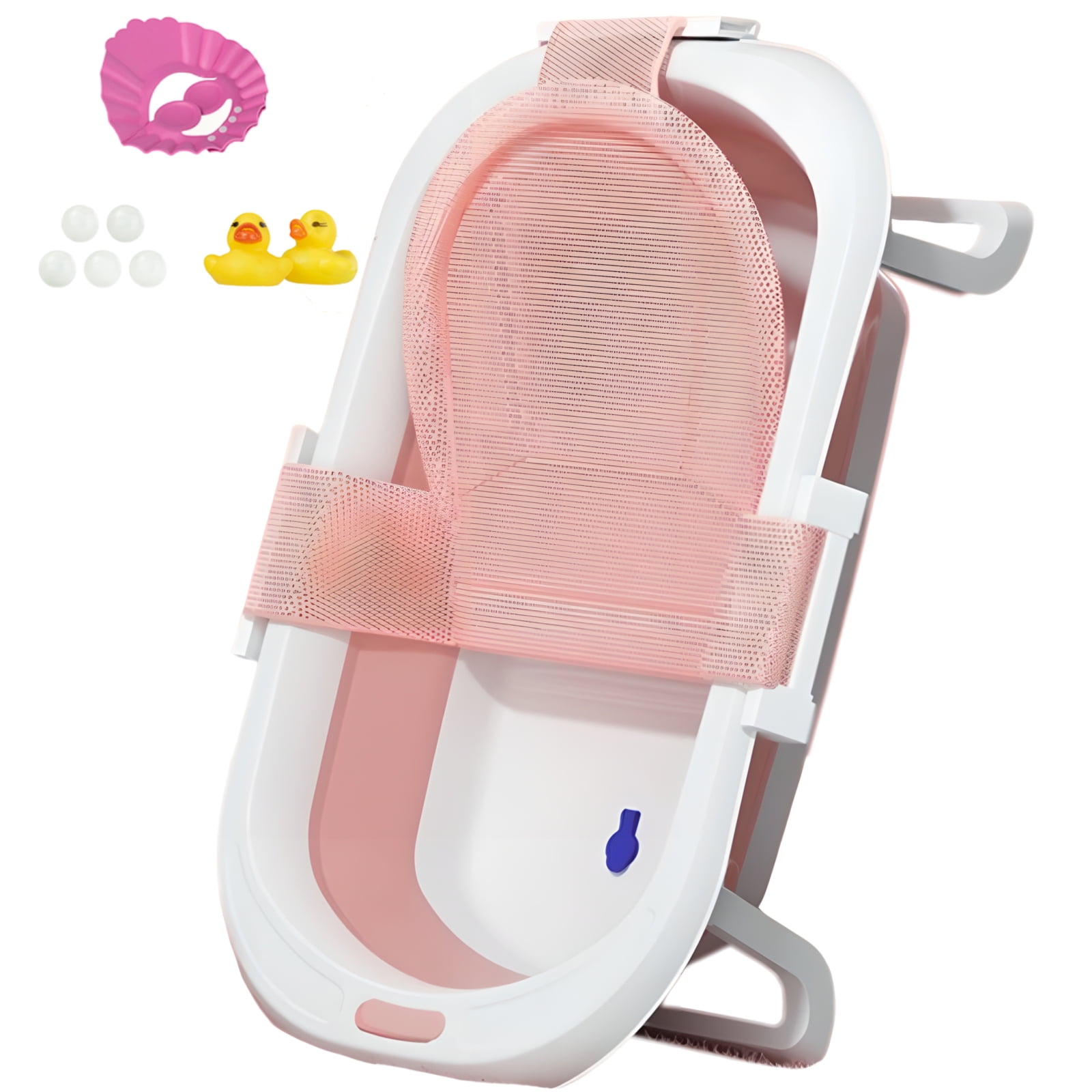 Folding Baby Bathtub, Infant Bath Tub with Anti Slip Pad, Girls, Pink w
