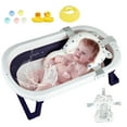 thumbnail image 1 of Folding Baby Bathtub, Newborn to Toddler Bath Tub with Anti Slip Pad, Blue（with Soft Pad）, 1 of 10