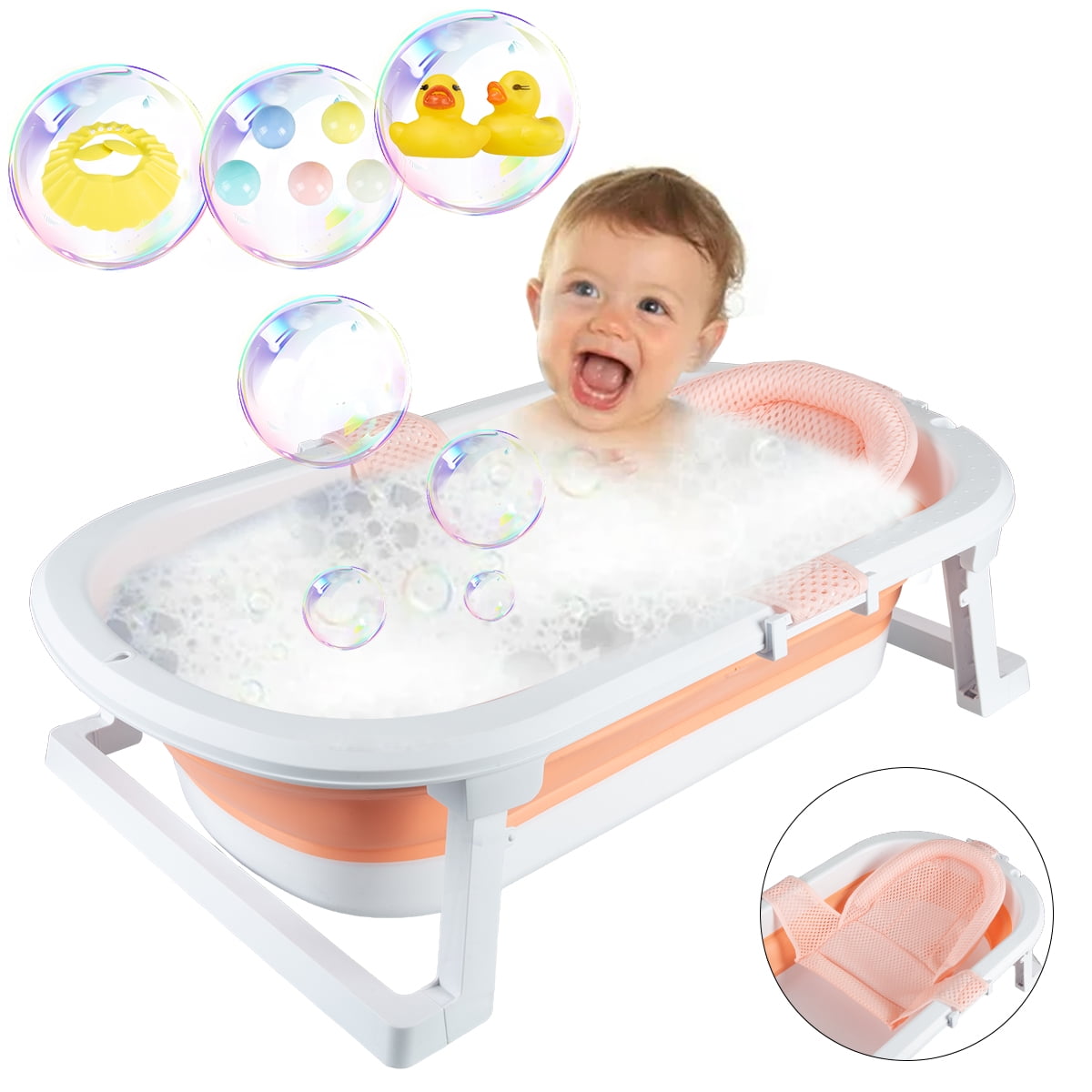 Folding Baby Bathtub, Portable Infant Bath Tub Travel Washing Tub ...