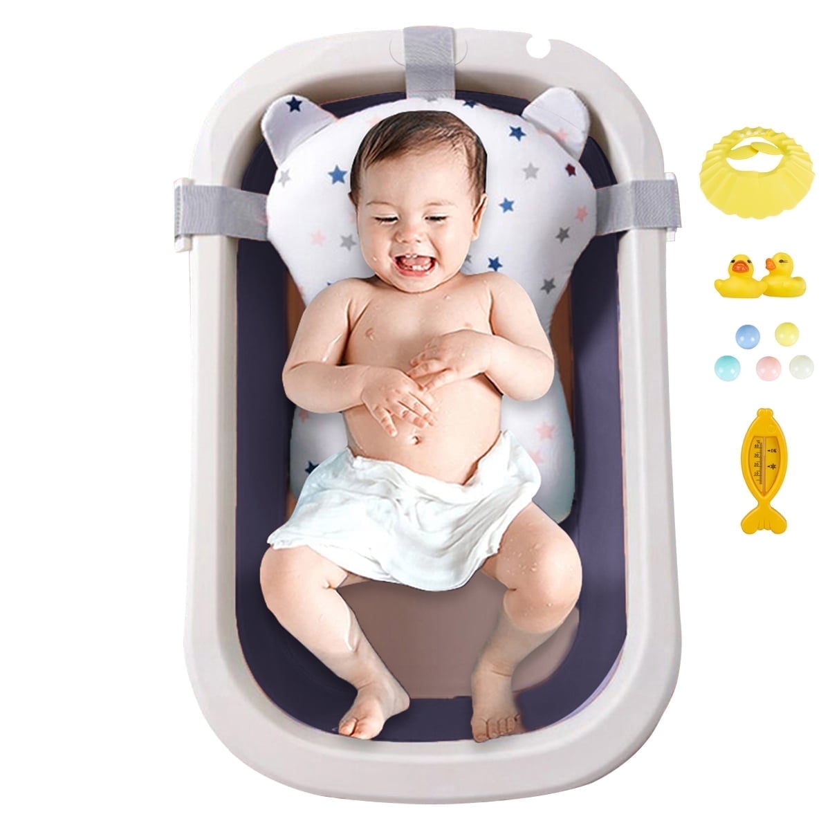 XUDREZ 31'' Foldable Baby Bathtub Travel Bathtub Newborn Tub