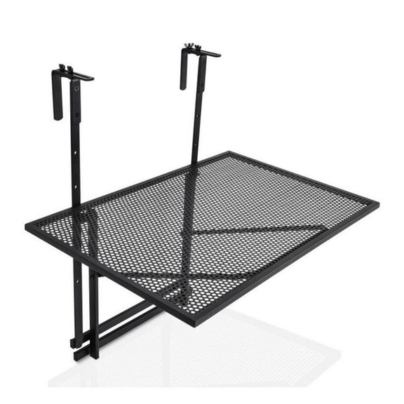 Folding Balcony Table, Adjustable Height Hanging Deck Table - Multifunctional Outdoor Plant Stand & Space Saving Desk