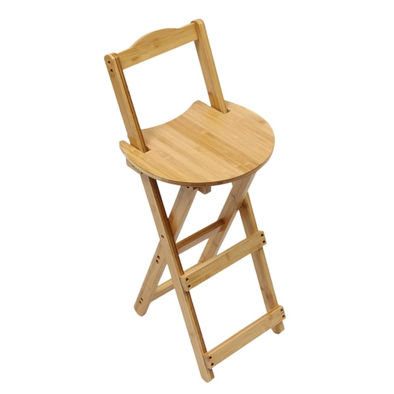 Folding Bamboo Bar Stool 24.8" Height with Backrest Footrest for Home Kitchen Camping