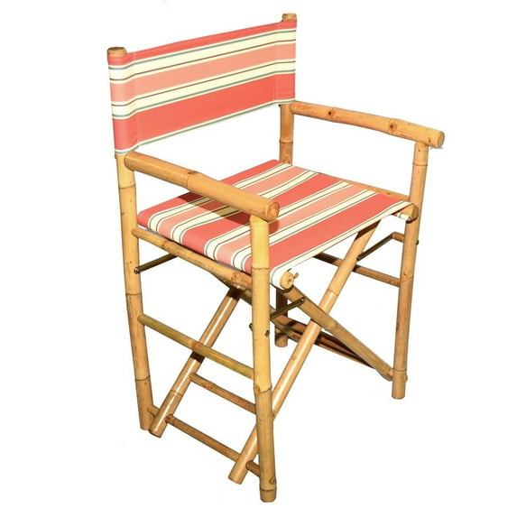 Folding Bamboo Low Directors Chair with Canvas Cover - Set of 2