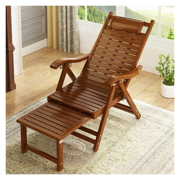 Folding Bamboo Rocking Chair Recliner Adjustable Comfort Bamboo Loungers Deck Chair with Armrest,Zero Gravity Chairs Garden Outdoor Sun Lounge Chair for Elderly