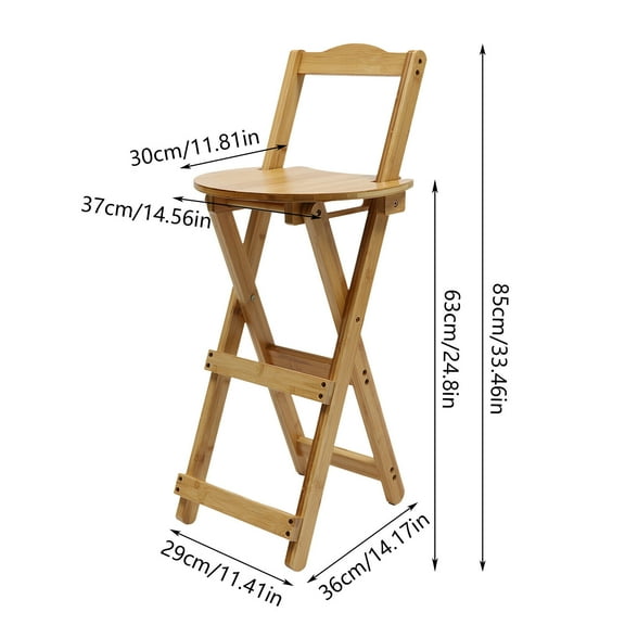 Folding Bamboo Stool Portable Tall Chair Bar Stool Foldable Porch Kitchen Chair