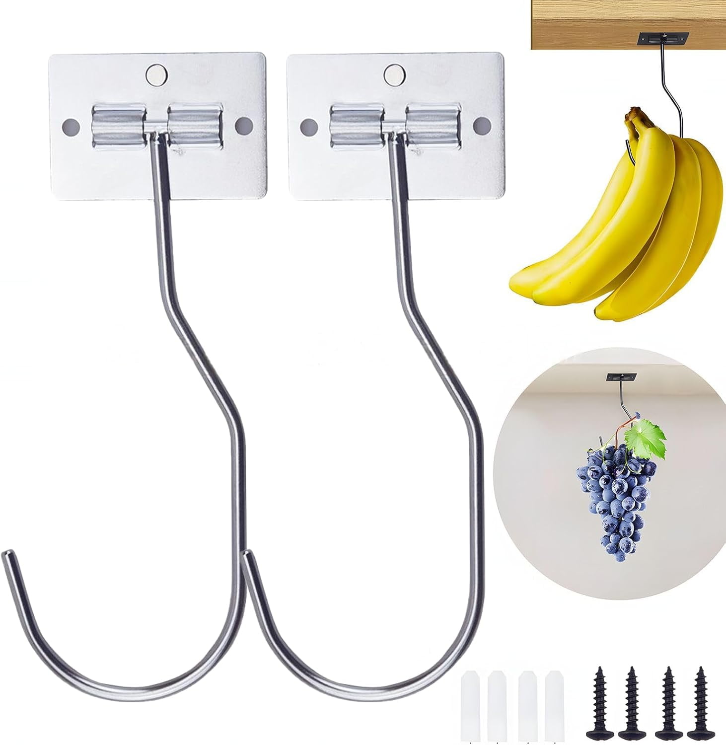 CAPHONT Under Cabinet Banana Hanger - Foldable Metal Holder To Keep Bananas Fresh, Save Counter Space - View #12