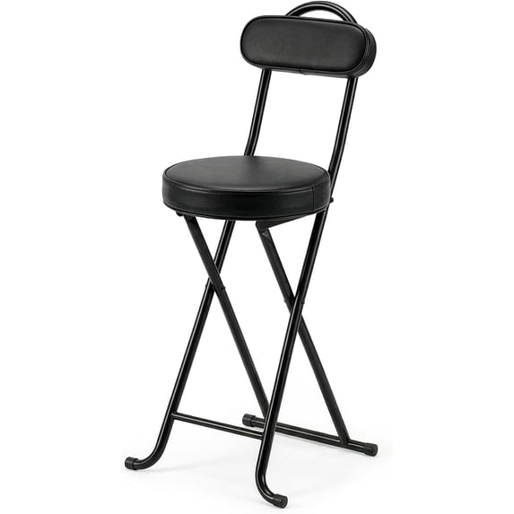 Folding Bar Stool with Back,Tall 24 Inch Portable Foldable Stool with Handle,Collapsible Stool Chair Heavy Duty High Folding Stools for Camping Fishing Garden
