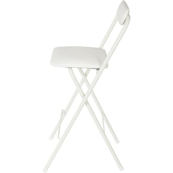 Folding Bar Stool with Backrest, 27.56in Tall Folding Chair, Comfortable Sponge Padded Counter Height Foldable Stool Portable Folding Stool, for Outdoor Camping Kitchen Shop Cafe (White)