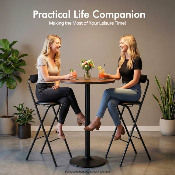 Folding Bar Stool with Backrest, 75cm Seat Height, Portable Collapsible Tall Chair for Kitchen, Counter, and Small Spaces, Easy to Store, No Assembly Required