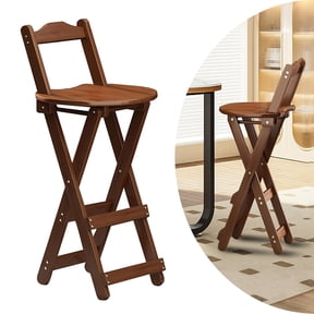 AOBAIWO Folding Bar Stool Kitchen24 inch Folding Kitchen Counter Chair Portable Wooden bar Stool Folding Outdoor Shop Kitchen Restaurant Coffee Stool 1 (Brown)