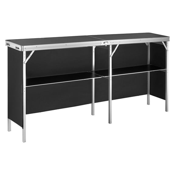 Folding Bar Table - Portable Tradeshow Podium, Exhibition Counter, 78" - Black Skirt & Case