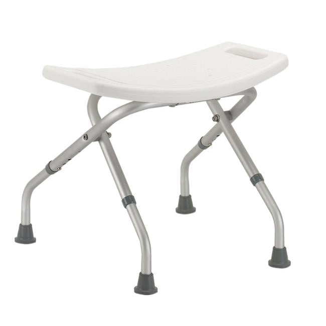 White Folding Aluminum Bath Bench with Plastic Seat