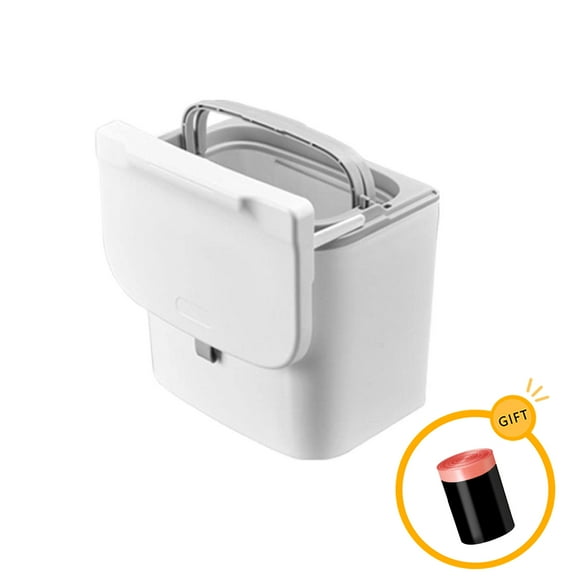 Folding Bathroom Kitchen Trash Cans, Wall Hanging Rectangle Garbage Cans with 1Pc Trash Bags, Hanging Garbage Bin for Cupboard, Bathroom, Bedroom, Office, Camping, Gray