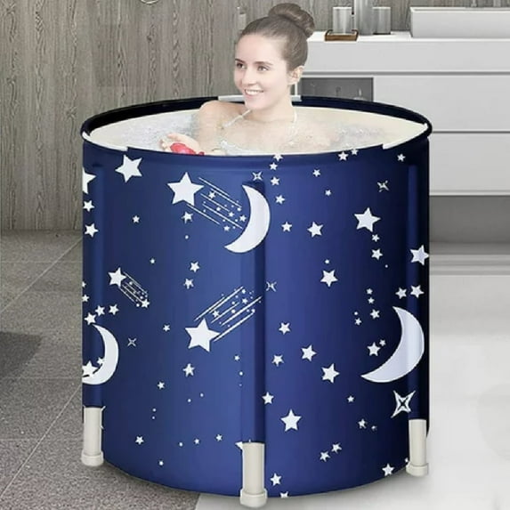 Folding Bathtub Portable Adult Spa Bath Tub Soaking Tub Hot Ice Bathtub Kids Pool, Blue Starry
