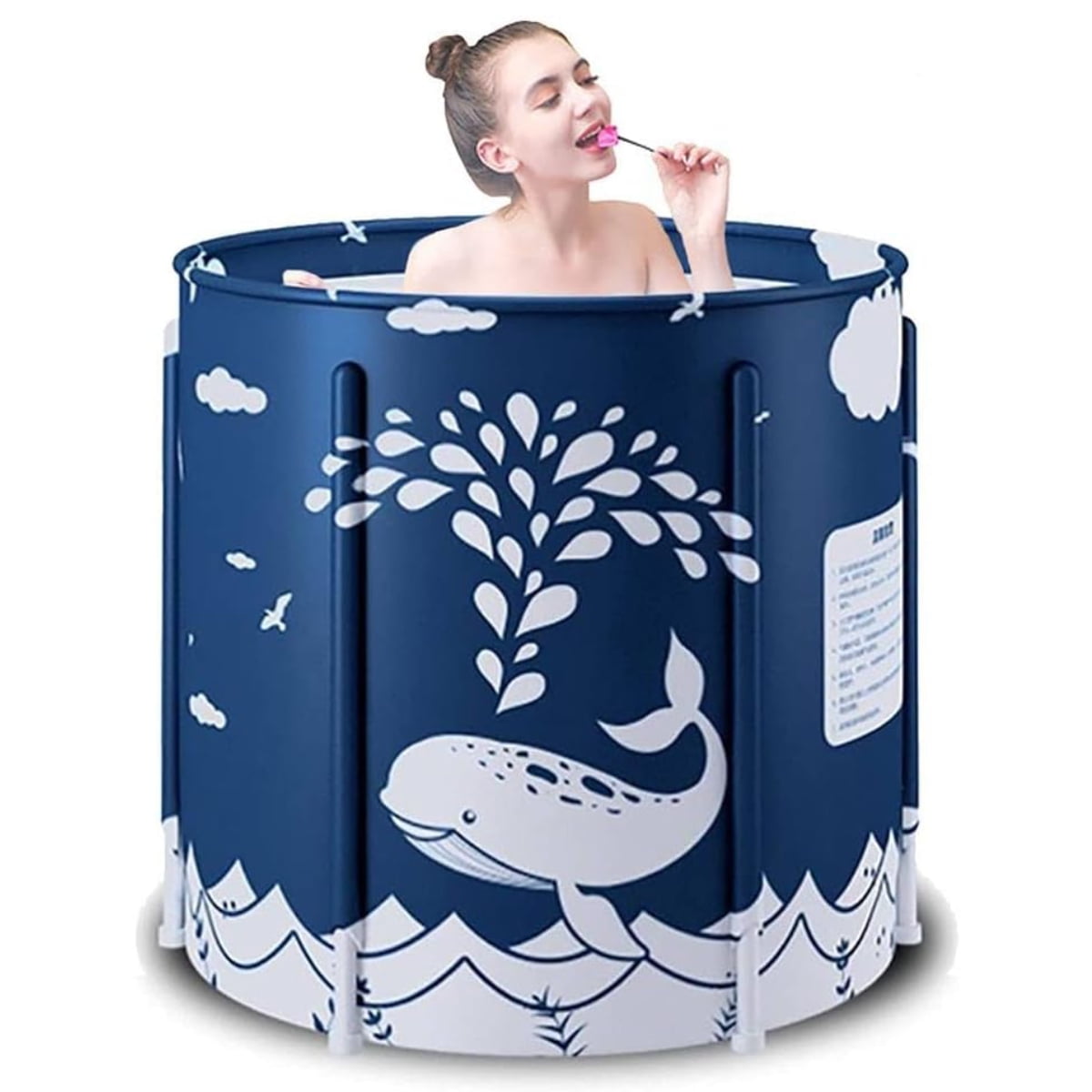 Folding Bathtub Portable Adult Spa Bath Tub Soaking Tub Hot Ice Bathtub Kids Pool, Blue Whale