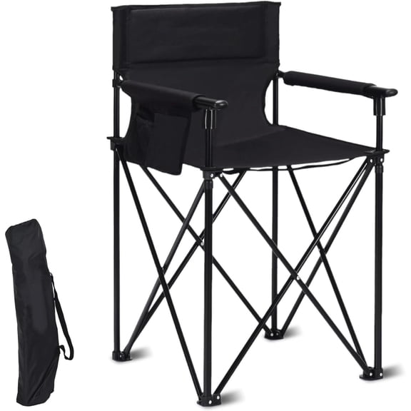 Folding Beach Chair, High Off Ground, Portable Lawn Chair for Adults with Detachable Armrests, Side Pocket & Carry Bag, Camping Chair for Outdoor, Hiking, Travel, Fishing, Picnic & Concerts