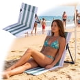 thumbnail image 1 of Folding Beach Chair Lightweight Portable Poolside Chair with Backrest Striped Lounge Seat for Adults Camping Picnic Patio Lawn Tailgate BBQ Sports Events Travel Hiking 15X30 Inch, 1 of 4