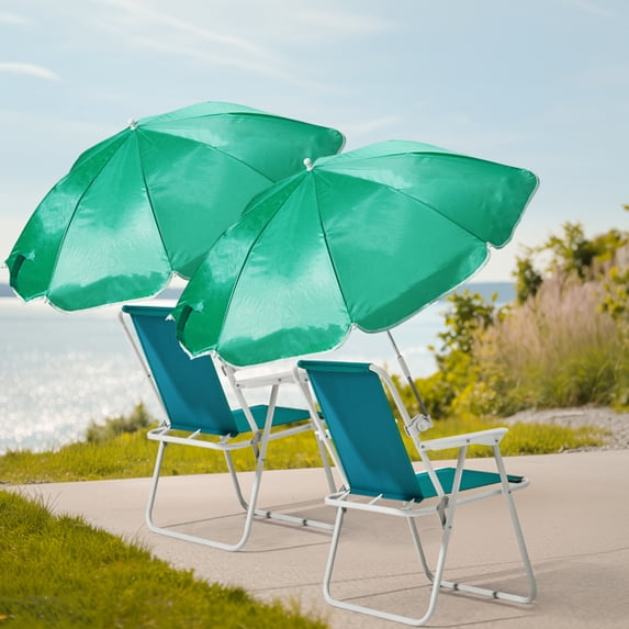 Folding Beach Chair with Umbrella for Adults, Lightweight Porable Camping Chair with 265lbs Capacity for Travel Picnic Concert & Outdoor Activities, Mint Green