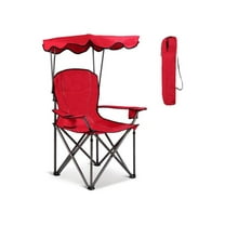 Folding Beach Chair with Canopy & Cup Holders - Portable Beach Camping Chair, Heavy Duty 265lbs Capacity, Lightweight Outdoor Lounger