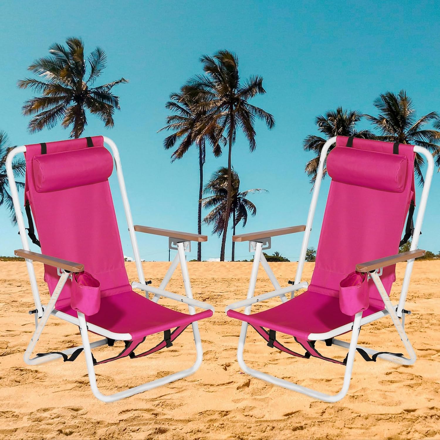 Photo inspiration: Visual Reference: Folding Beach Chairs For Adults 2 Pack Lightweight Reclining Backpack