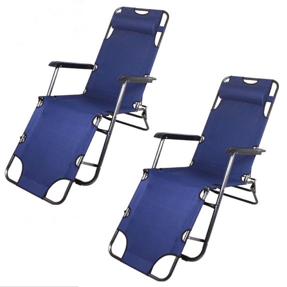 Folding Beach Lounge, 2 Pack Sun Patio Chaise Reclining Lounge Chair Unbranded Outdoor Pool Lawn Lounger, Blue