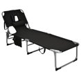Folding Beach Lounge Chair, Tanning Chair with Face Hole, 5Position