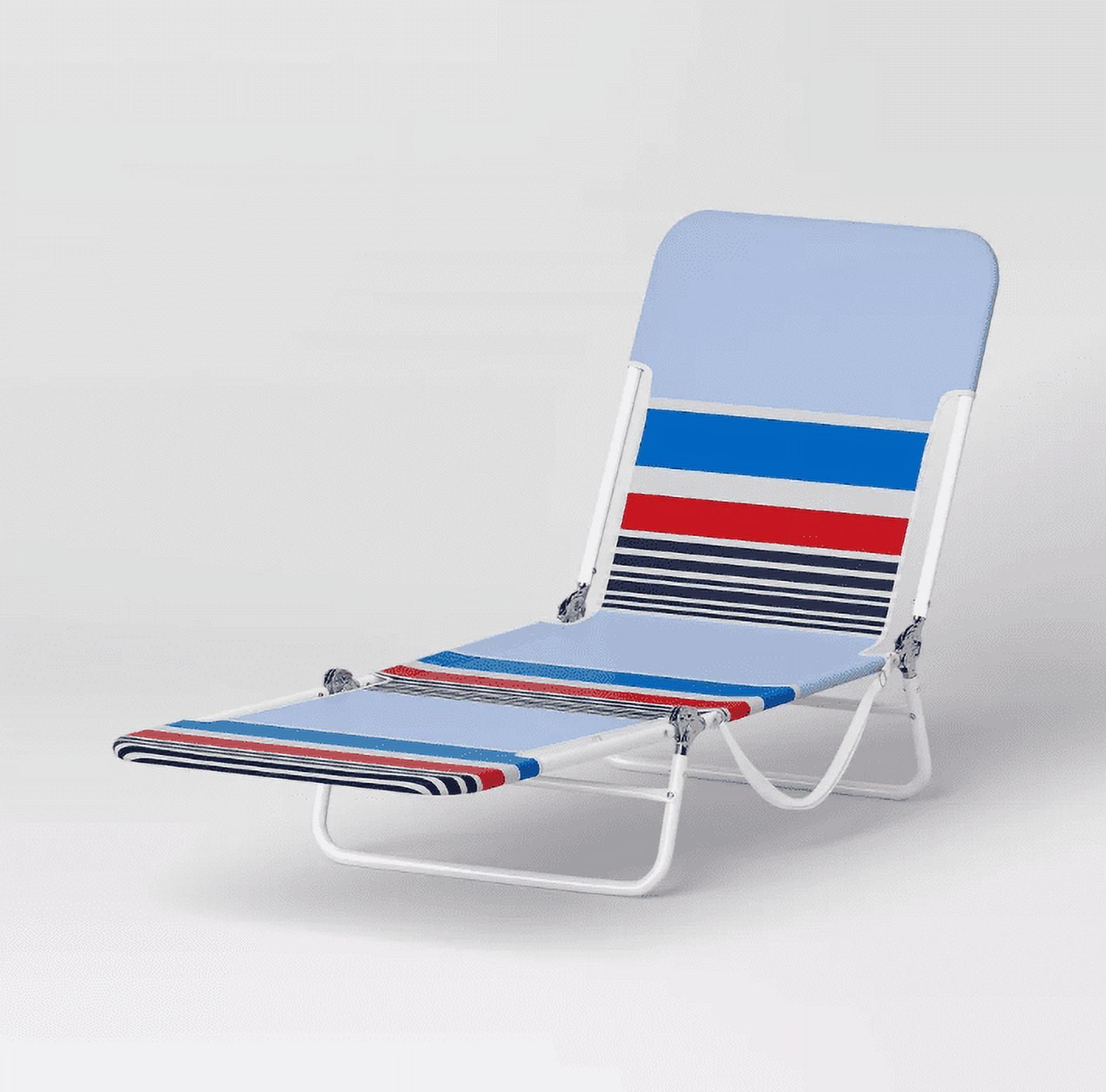 Folding Beach Lounger Striped Sun Squad
