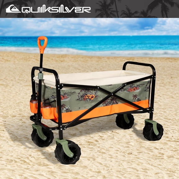 Folding Beach Wagon Cart – Heavy-Duty Collapsible Utility Wagon with All-Terrain Wheels, Large Storage Capacity, and Adjustable Handle – Ideal for Beach, Camping, and Outdoor Adventures