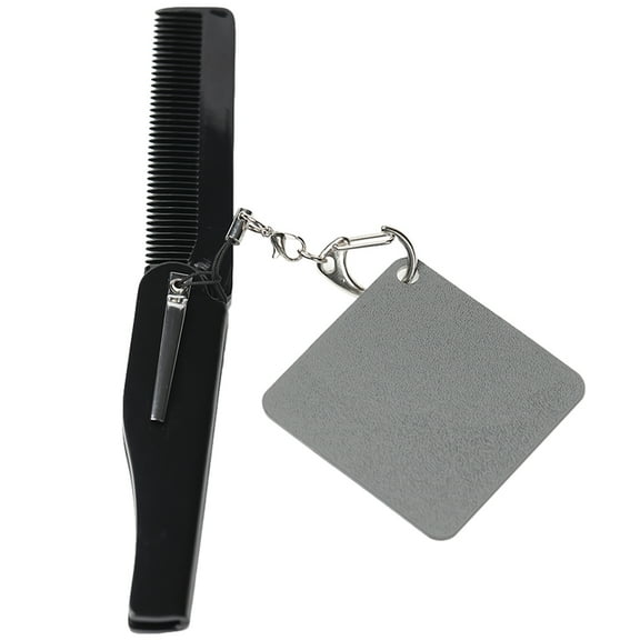 Folding Beard Comb Foldable Keychain Mirror Men's Grooming Fine Tooth for Man Travel