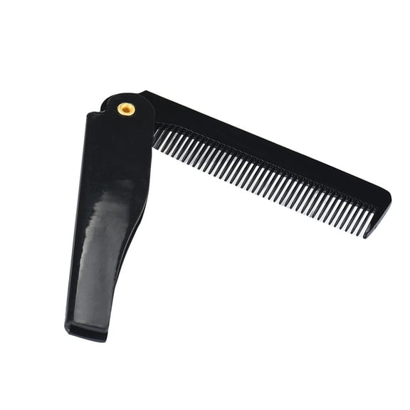 Folding Beard Comb for Men, Pocket Size, 17cm Extended, Black, Hairdressing and Mustache Grooming Tool