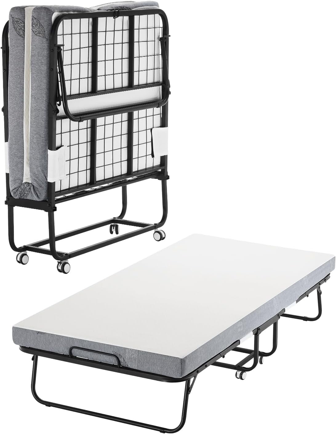 Folding Bed with 5 in Mattress, Twin Size Foldable Bed with Sturdy ...