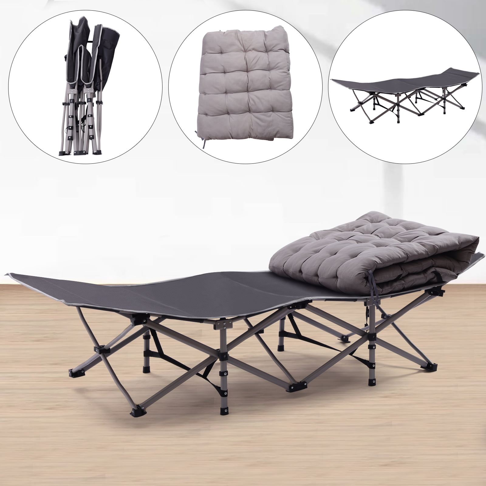 Folding Bed Cot with Mattress, 75" * 28" Folding Sleeping Cot Guest Bed