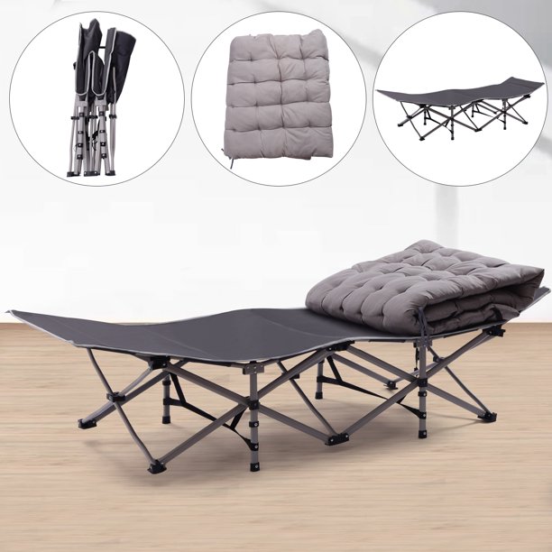Folding Bed Cot with Mattress, 75" * 28" Folding Sleeping Cot Guest Bed