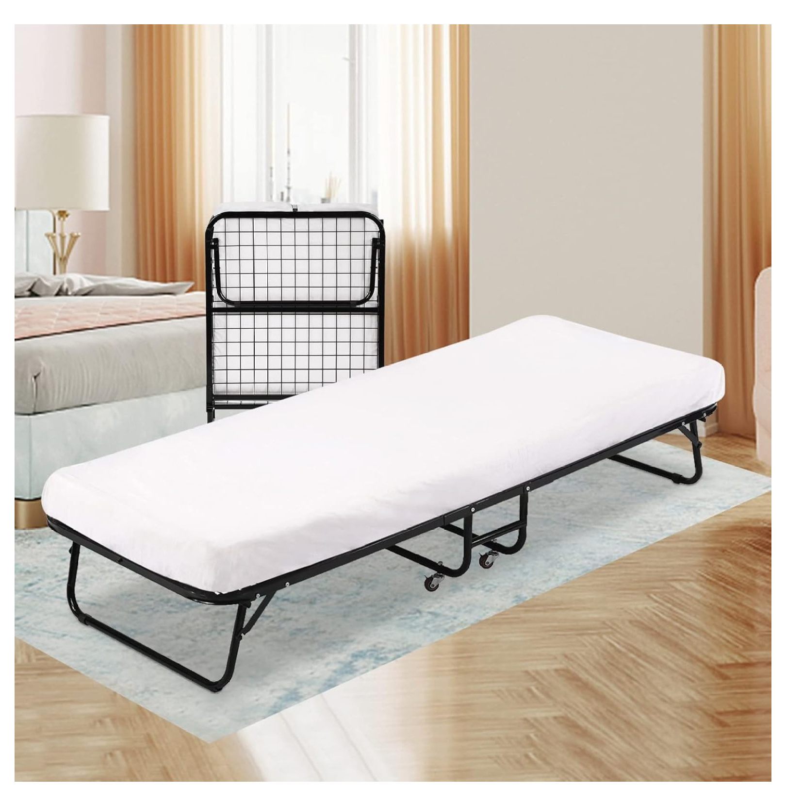 Folding Bed Frame Guest Bed Fold Up Heavy Duty Extra Portable Camping