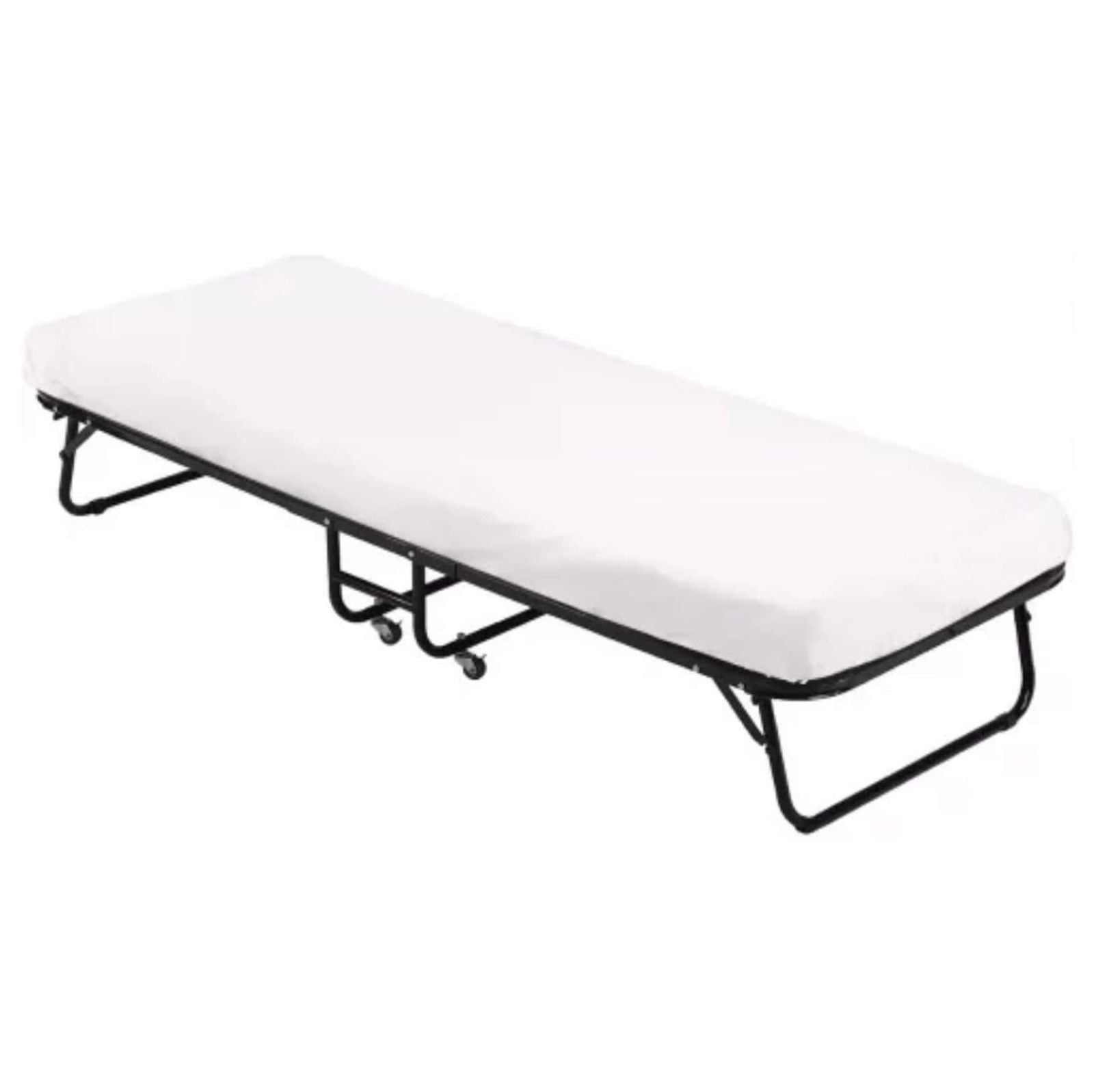 Folding Bed Guest Bed Size Camping Cots Bed with Wheels& Metal Frame