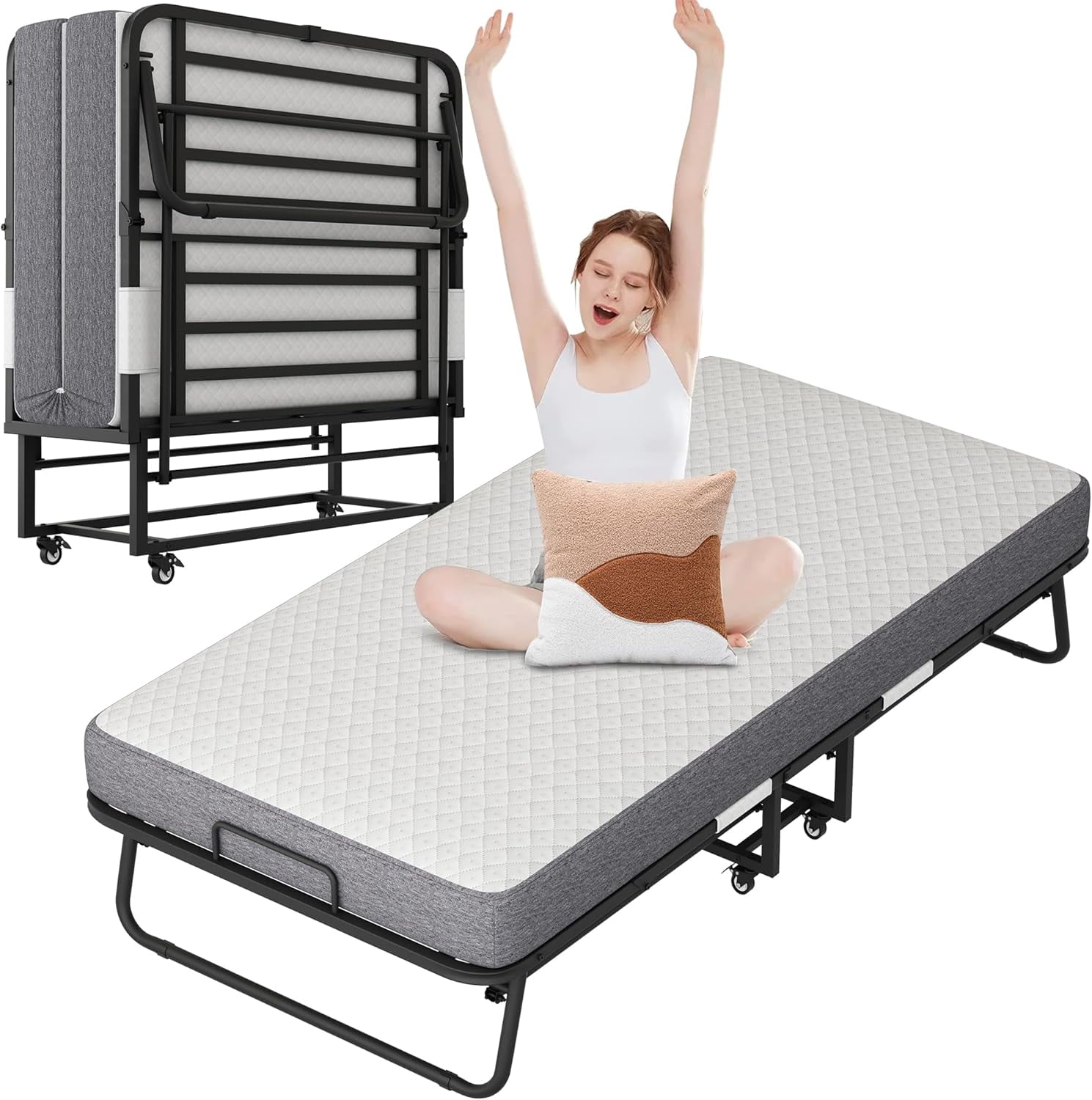 Folding Bed with Mattress 75