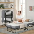 thumbnail image 1 of Folding Bed with Mattress 75" x 31" Single Cot Size Folded Rollaway Portable Foldable Extra Guest Bed for Adults Fold up with 5" Memory Foam Mattress Metal Bed Frame Needs Assembly, 1 of 8