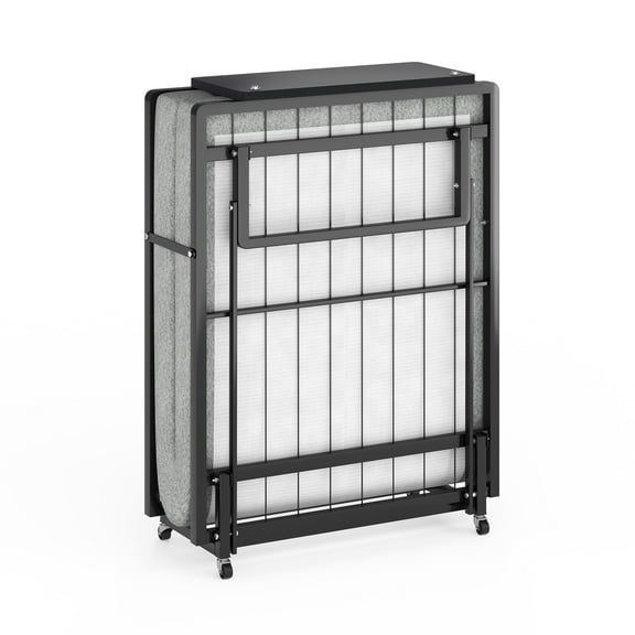 Folding Bed With Mattress, 75"x30" Portable Rollaway Beds With 4" Foam Mattress & Sturdy Metal Frame, Space Saving Foldable Sleeper Bed For Easy Storage