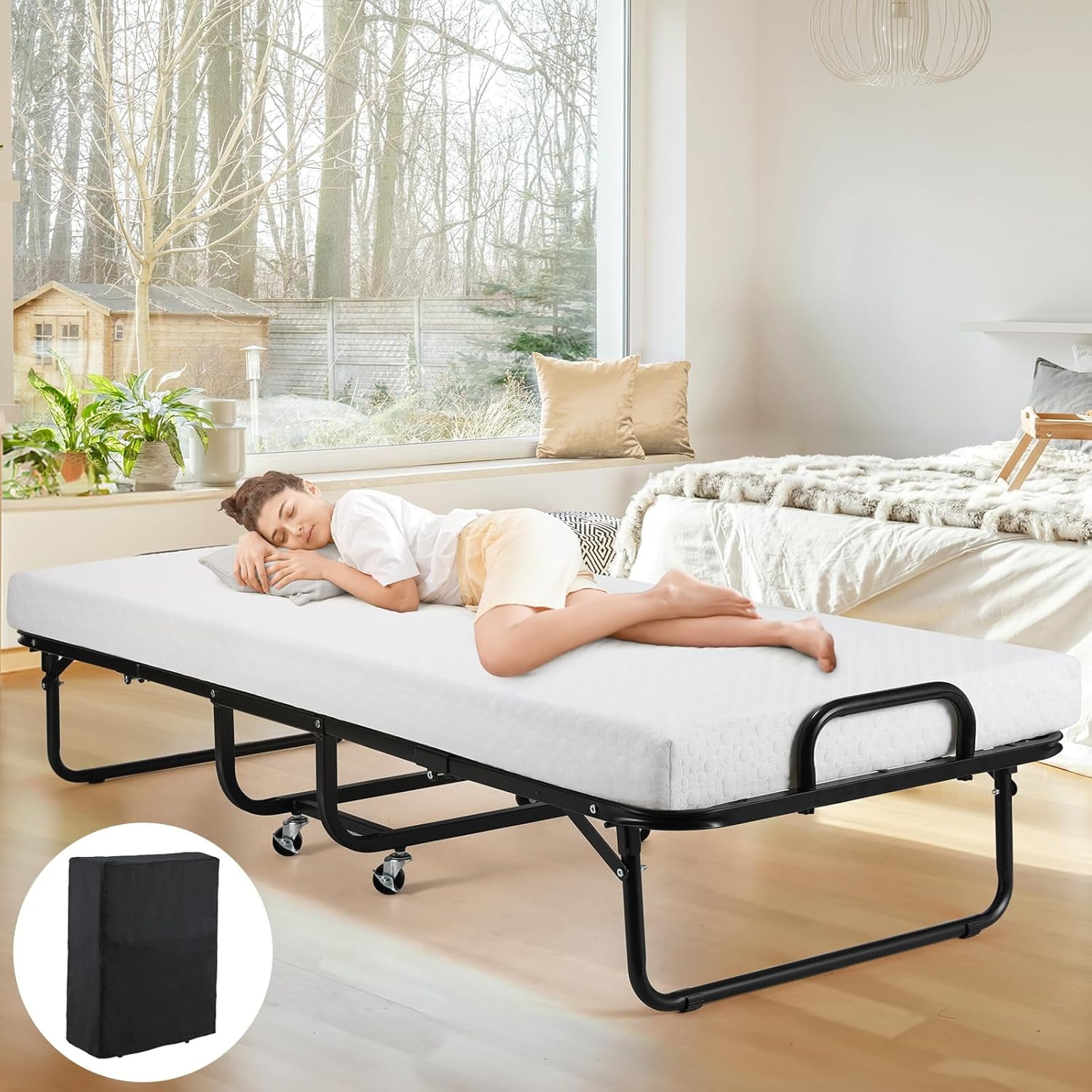 Folding cot with memory foam mattress hotsell