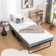 thumbnail image 1 of Folding Bed with Mattress, Portable Foldable Bed with 5"Memory Foam Mattress and Metal Frame,Roll Away Bed Guest on Wheels with Side Storage Pocket, Space Saving, Easy Storage, 1 of 7