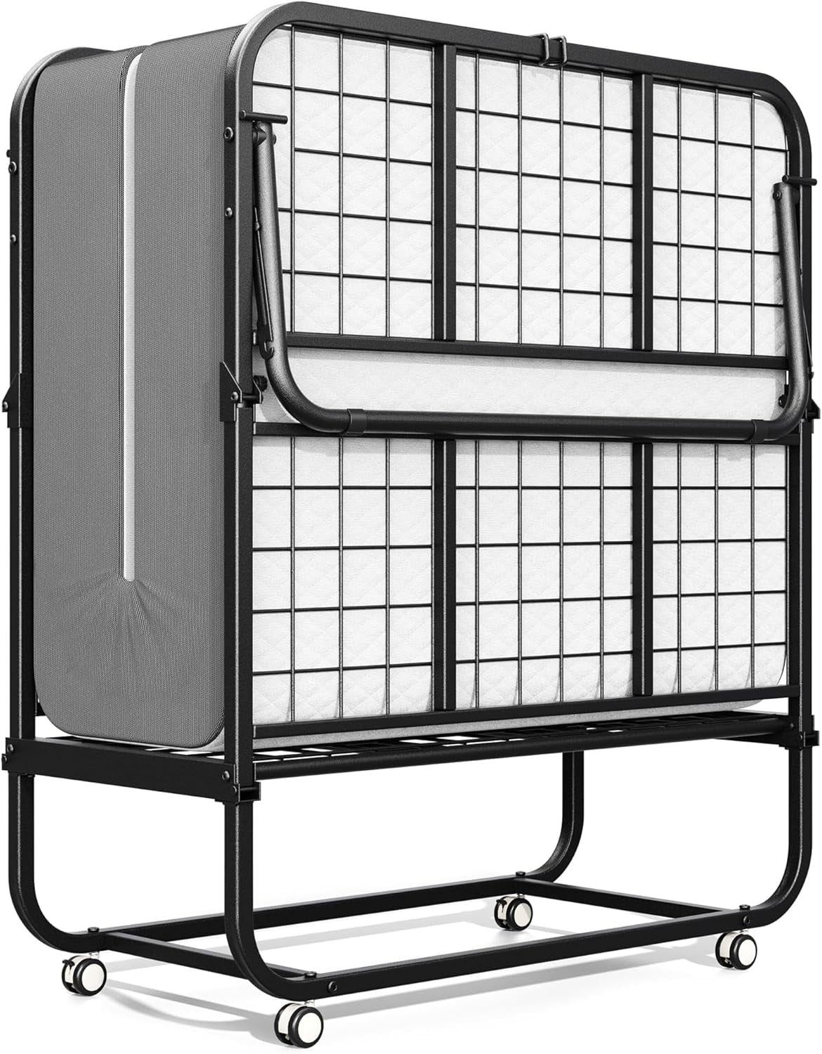 Folding Bed with Mattress, Single Cot Folded Bed for Adults, Portable Foldable Roll Away Beds, 5" Thick- 75" x 31" Foldaway Bed Frame for Guest, Students, Small Apartment, Camping