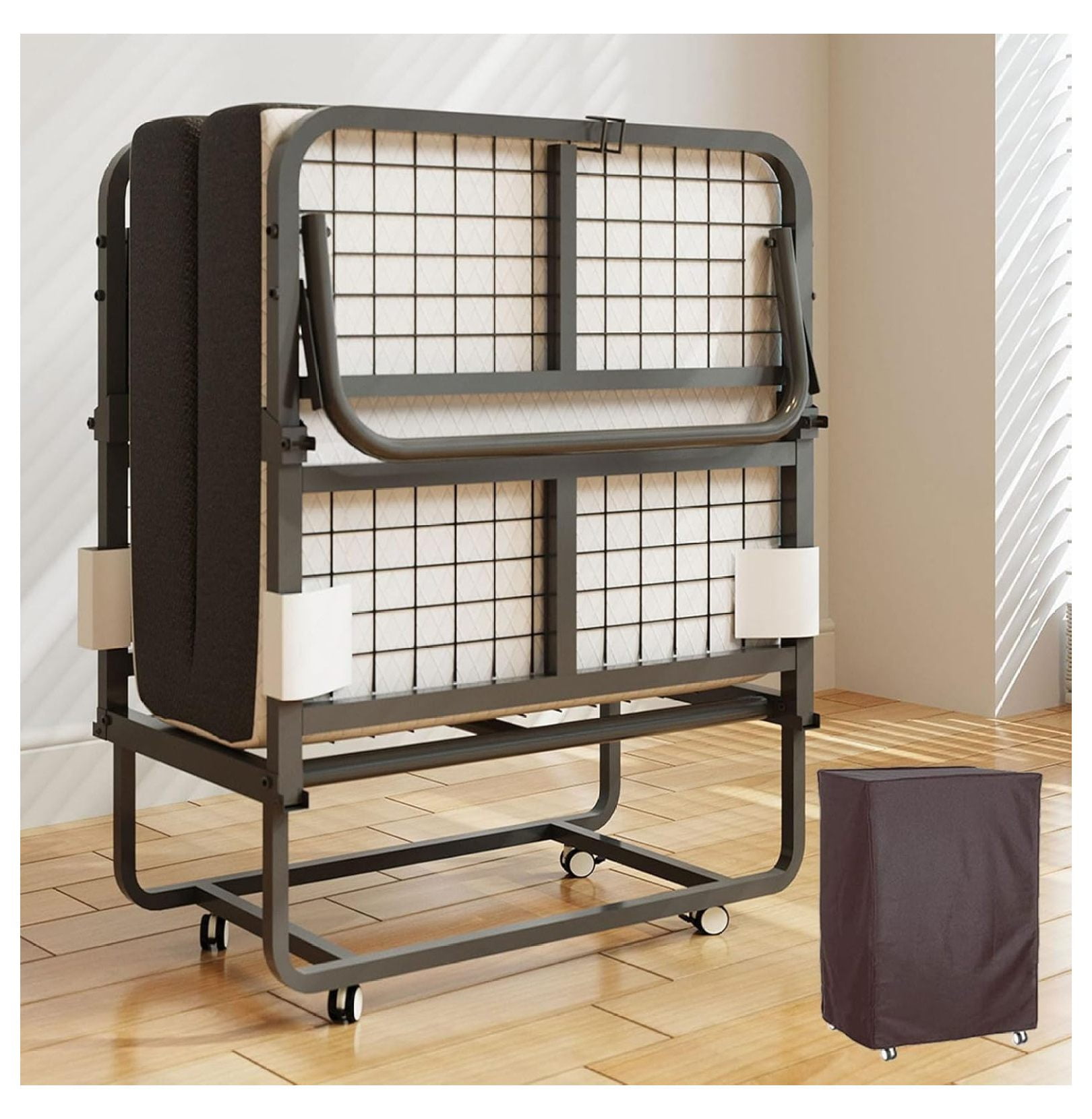 Folding Bed with Mattress, Upgraded 5" Memory Foam Mattress Portable