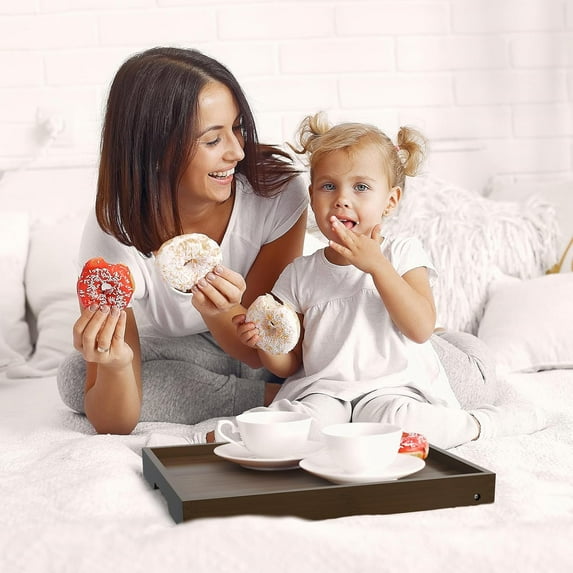 Folding Bed Tray Table with Handles for Sofa, Bed, Eating, Drawing, Snack & Platter Serving Lap Desk (Brown Medium)